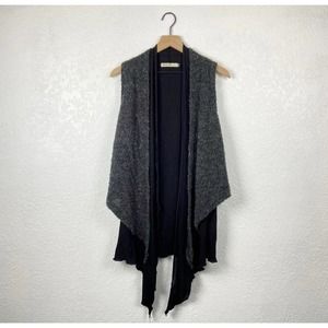 🖤 3/$25 SALE! 
Origami by Vivian black and grey lagenlook open front cardigan